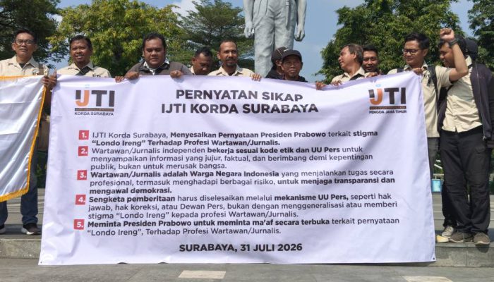 IJTI Surabaya Tegaskan Kebebasan Pers Harus Dijaga, Minta Prabowo Klarifikasi dan Minta Maaf